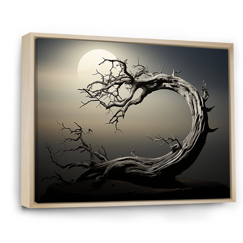 «Japon surréaliste Bonzai Serpentine Solitude I» sur toile, Cadre naturel flottant, H 16 po x l 32 po x P 1 po