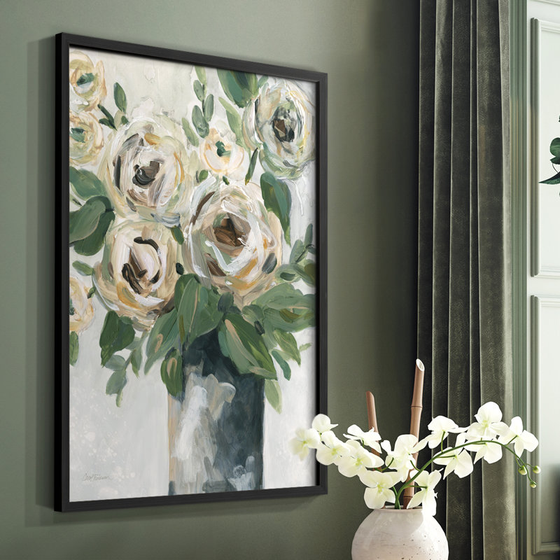 Floral Depth Framed Print - Solid Wood, Black, 10" H x 8" W