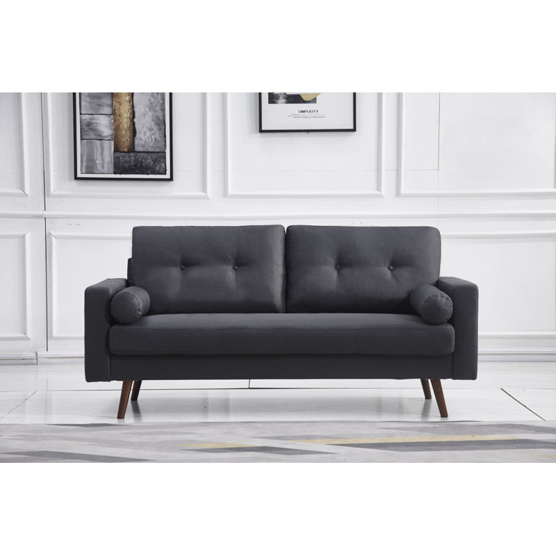 Espana Upholstered 71'' Sofa, Dark Gray Polyester