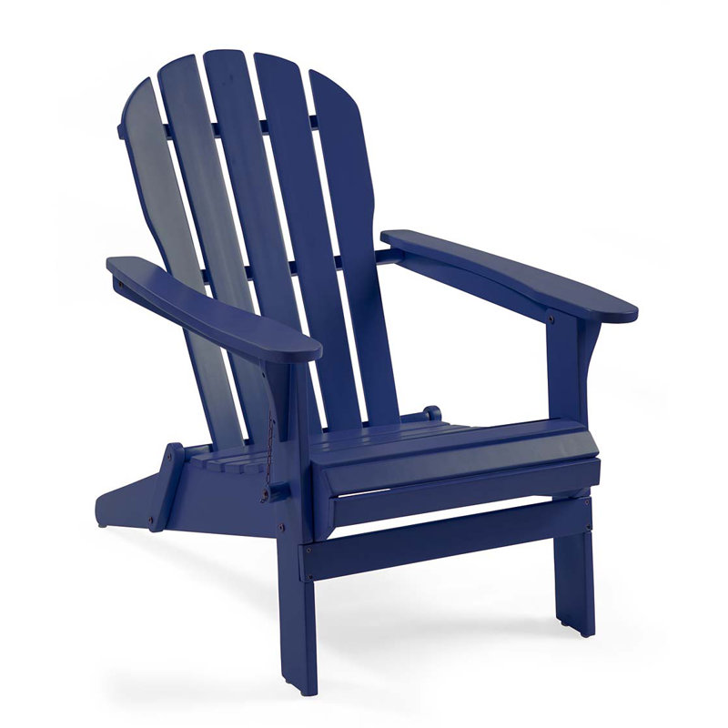Hillandale Eucalyptus Foldable Outdoor Adirondack Chair, Navy