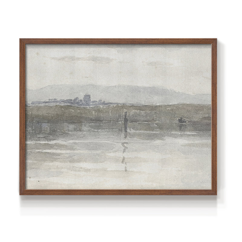 Motifs nautiques rétro - impression encadrée - Restickable, H 8 po x l 10 po, Noyer