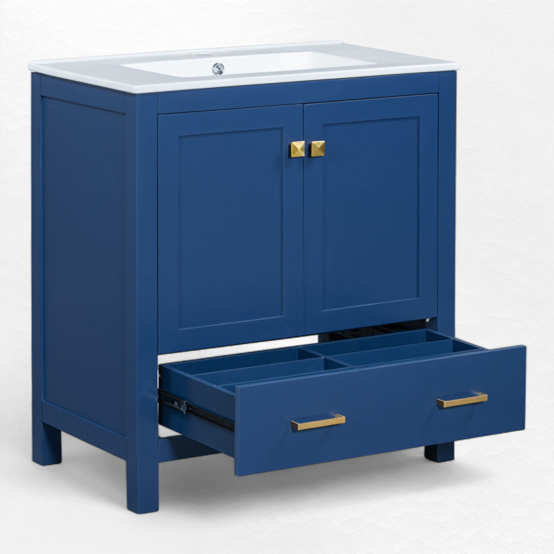 Ensemble de meuble-lavabo simple 30 po Danaijah, Bleu