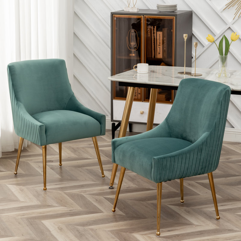 Chaise d'appoint en velours capitonné de 22 po Baudel, Vert