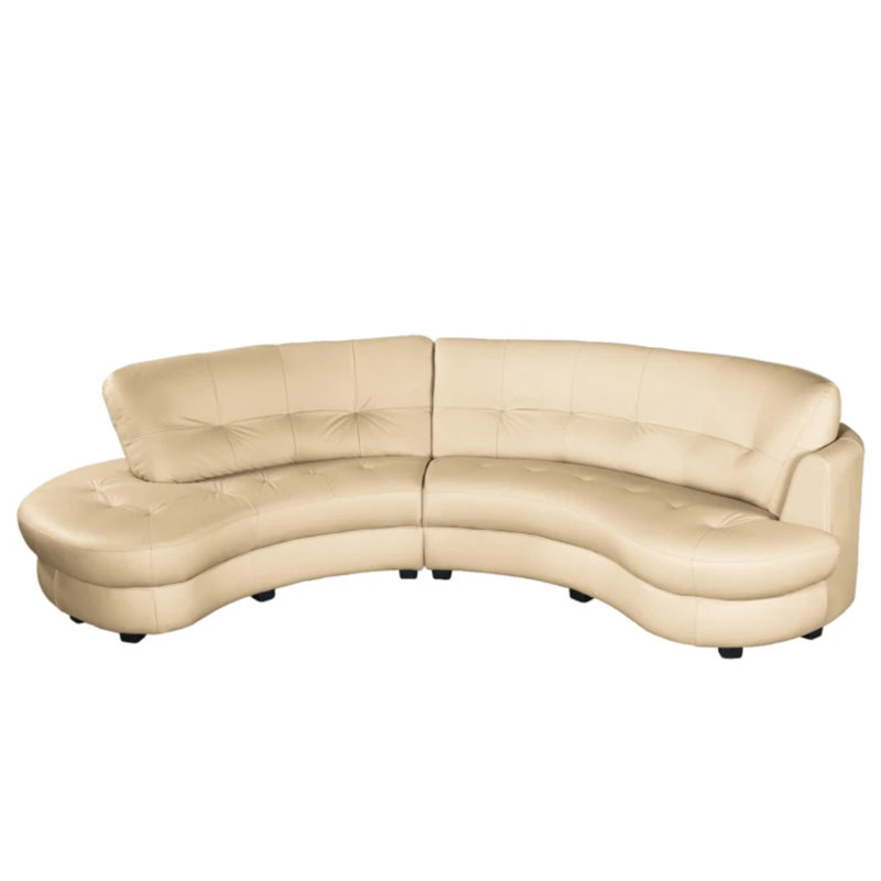 Maura Genuine Leather Curved Corner Sofa , Beige, Left Hand Facing