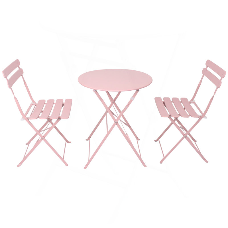 Ensemble de 3 chaises de patio Kiven avec chaises et table pliantes en métal, durables et peu encombrantes pour une utilisation extérieure