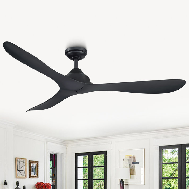 Ventilateur de plafond à 3 pales 56 "avec télécommande sans lumières Garuda, Noir