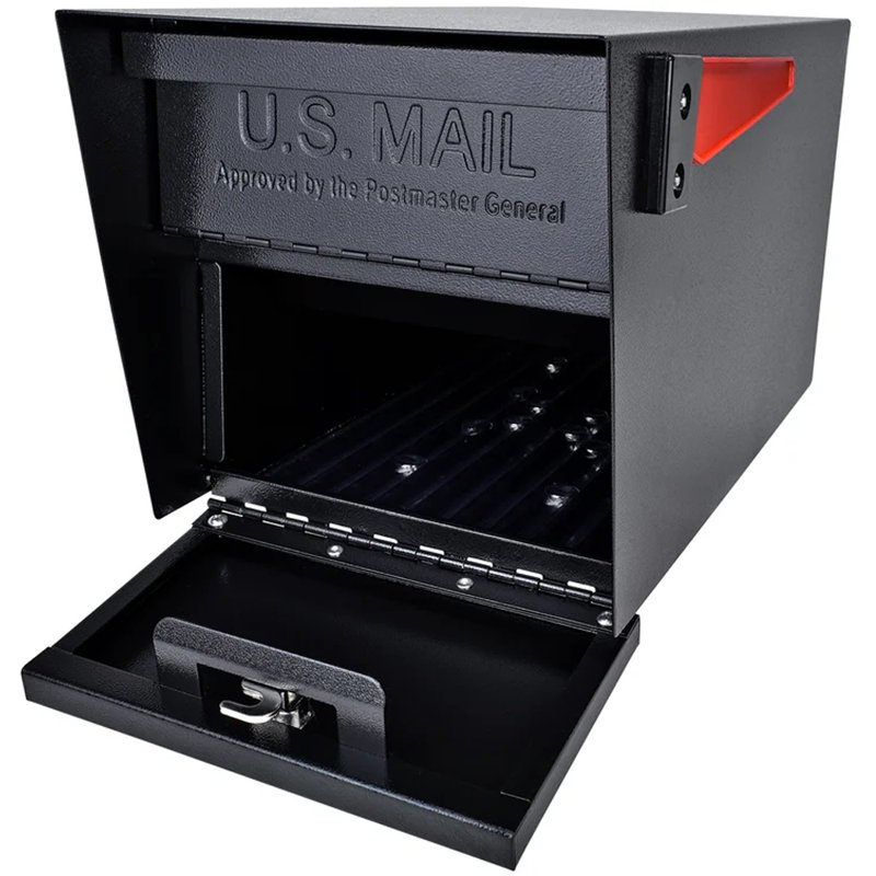 Steel Post Mounted Mailbox with Magnetic Closure, Black