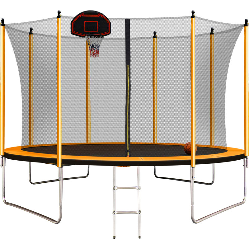 SKYBOUND Round Backyard Trampoline with Safety Enclosure, Orange