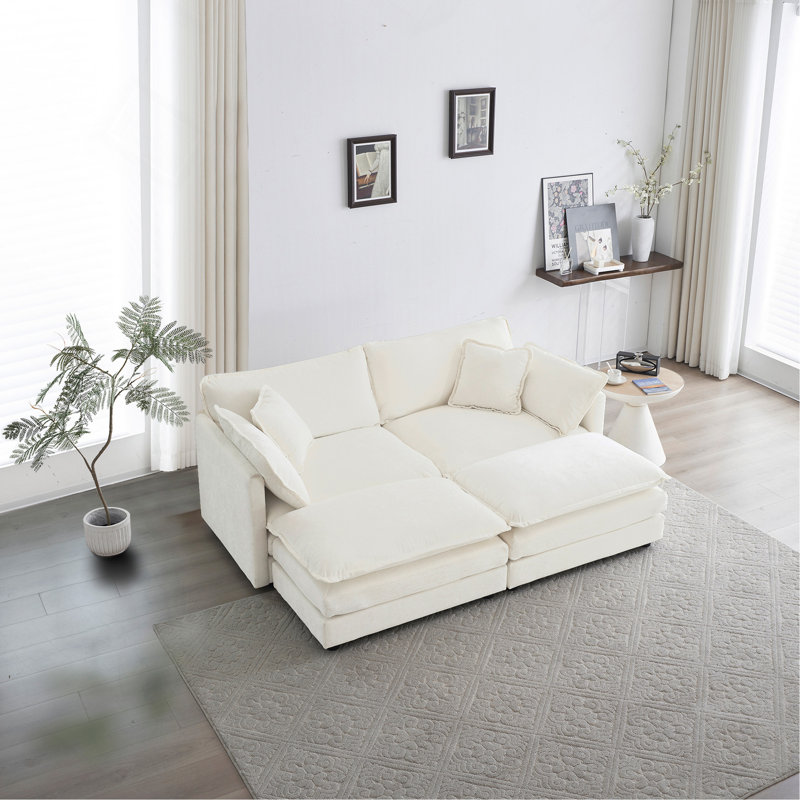 Canapé modulaire rembourré 4 pièces 4 pièces, Blanc