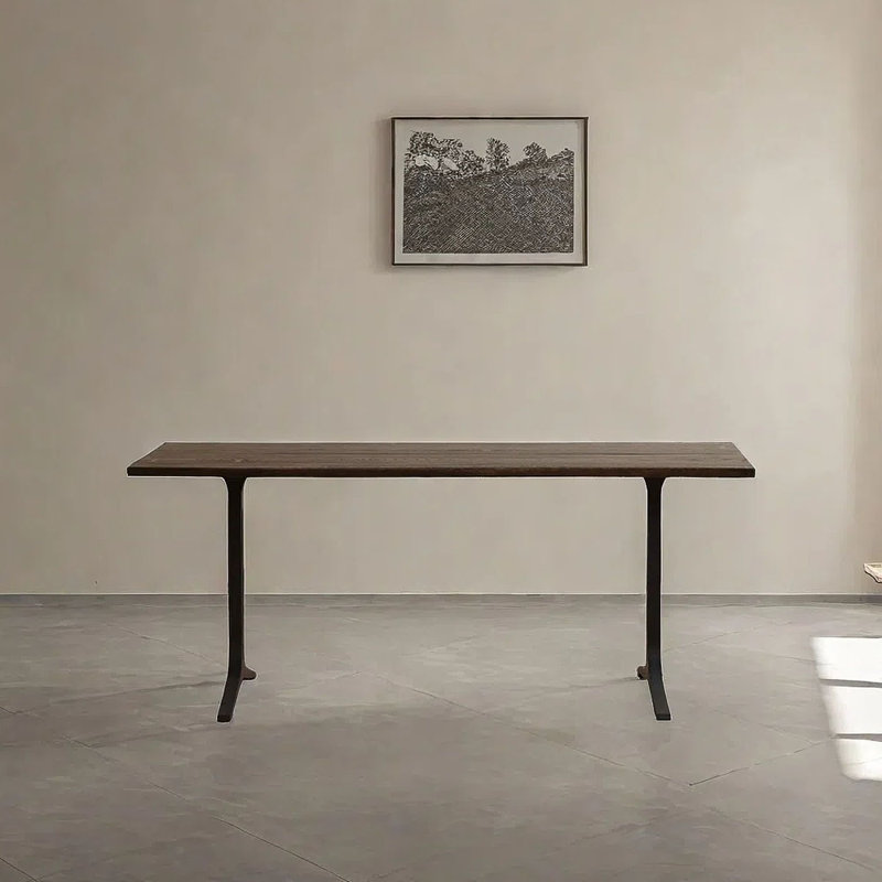 Vintage rectangular solid wood dining table, 29.52"H x 78.74"L x 37.40"W, Black