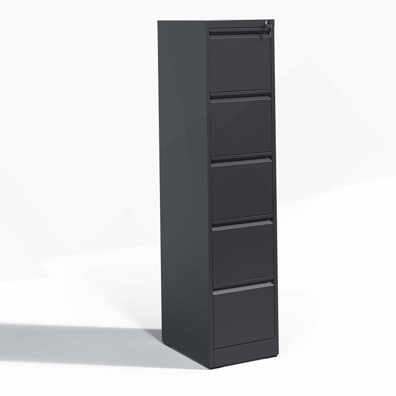High - Quality 5 Drawer Metal Vertical File Cabinet With Lock, Suitable For A4, Legal And Letter Size Files In Office And Home Environments.