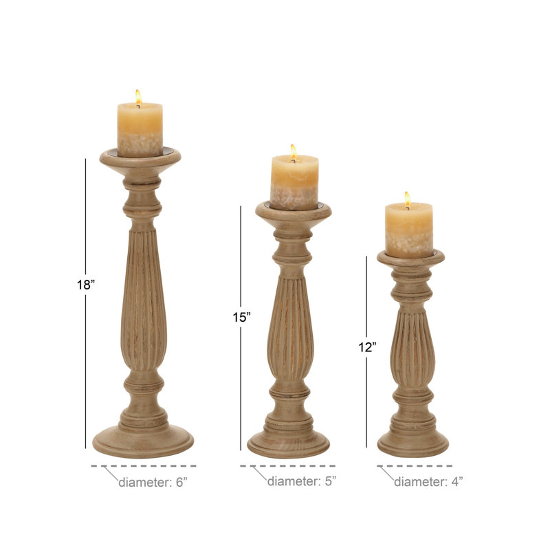 Soteria 3 Piece Wood Tabletop Candlestick Set