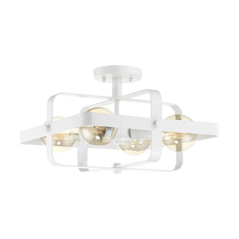 Bartłomiej Semi Flush Mount, White, White