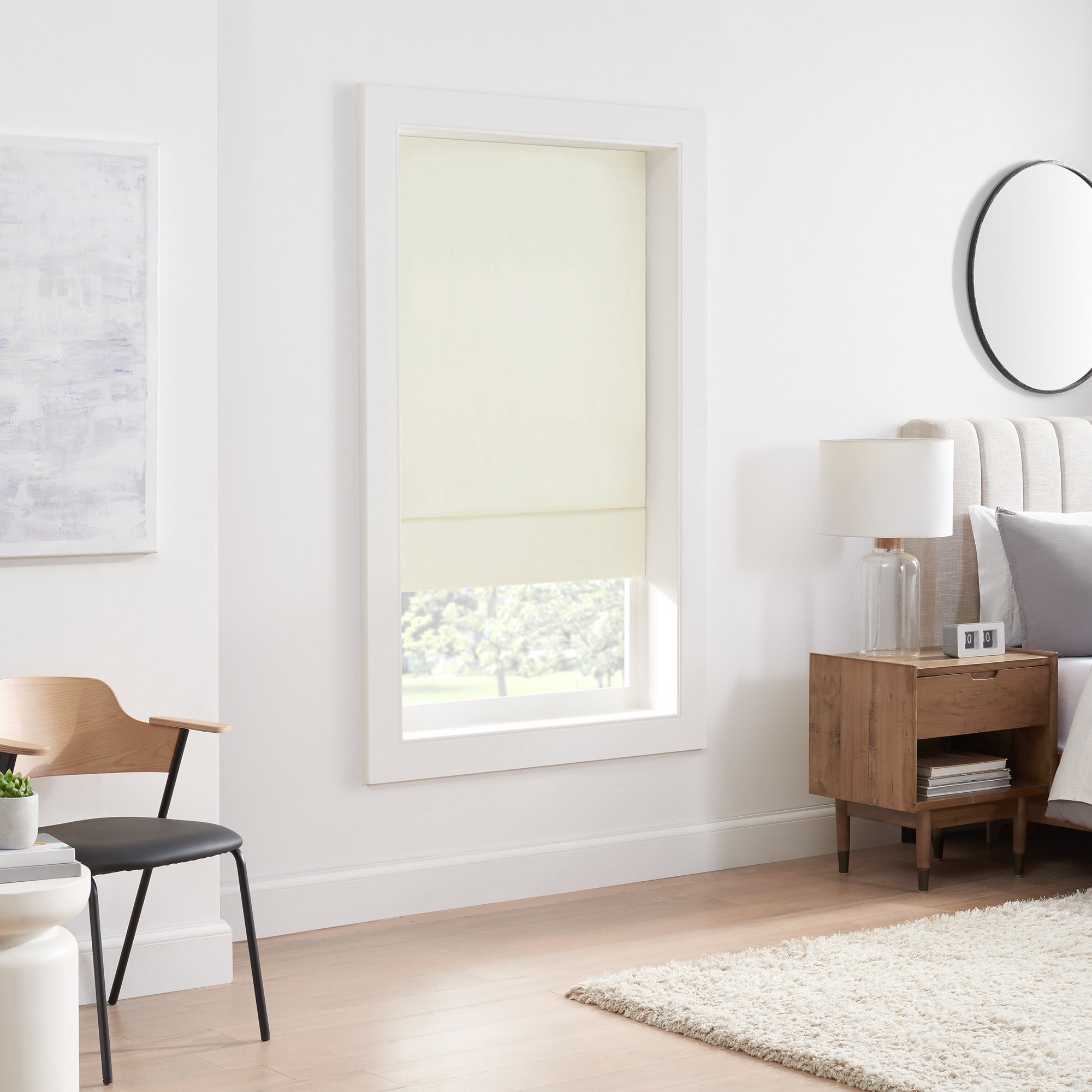 Eclipse Kylie Blackout Roman Shade, 31"W x 64"L, Ivory