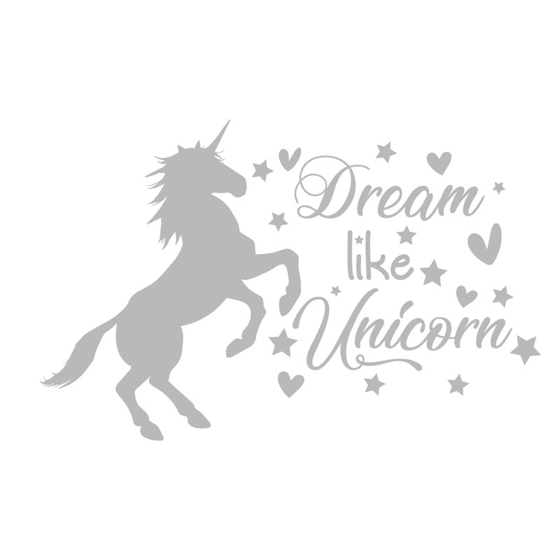 Adhésif décoratif licorne, H 15 po x l 23 po, Gris argenté