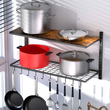 Prep & Savour Damyn Metal Straight Wall Mounted Pot Rack