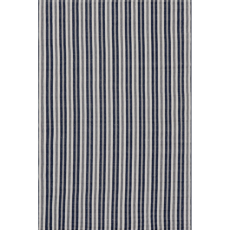 Home Conservatory Ticking Stripe Handwoven Indoor/Outdoor Area Rug, Runner 2'6" x 8'