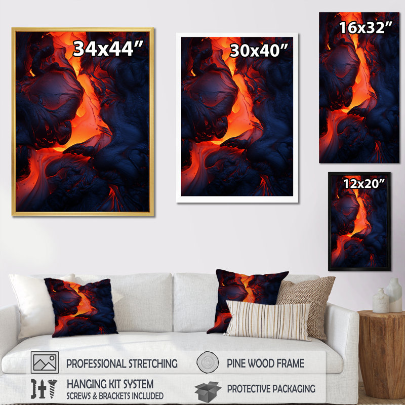 Volcano Volcanic Symphony II sur impression sur toile, Cadre simple noir, H 40 po x l 30 po x P 1,5 po