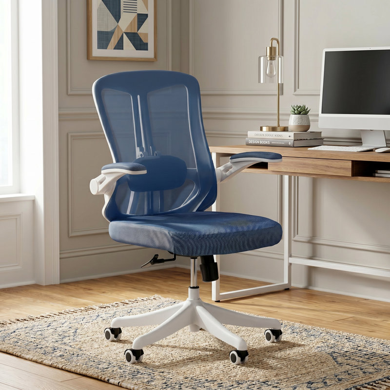 Fauteuil de bureau ergonomique Norberta Home, Blanc, Bleu