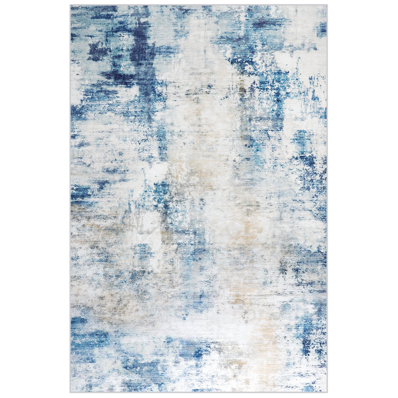 Straub Modern Abstract Carpet Indoor Washable Rug Non-Slip Soft Small Area Rug Thin Print For Home Decor, Rectangle 4' x 6'