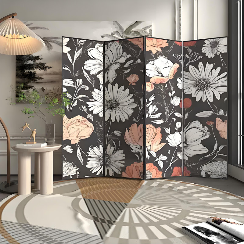 Paravent floral tropical, H 74,8 po x l 78,74 po x P 1,57 po