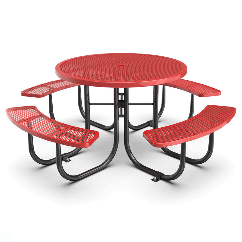 Ensemble de table et chaises rondes rouges avec trou pour parasol