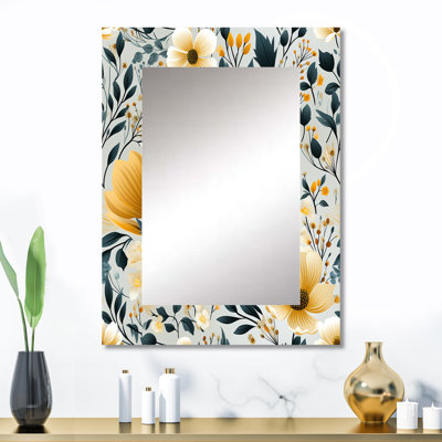 Portchester Watercolor Whimsy Floral Pattern - Floral Decorative Wall Mirror, Floral Mirror, Printed Metal Art