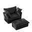 High Back Armchair With - Black Corduroy Upholstery Modern Design
