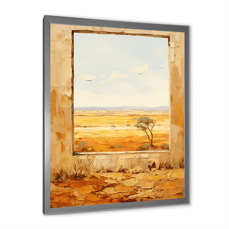 Summer Meadow Horizon Farmhouse Windows II - Farmhouse Windows Wall Art, Silver Single Picture Framed, 32" H x 24" W x 1" D