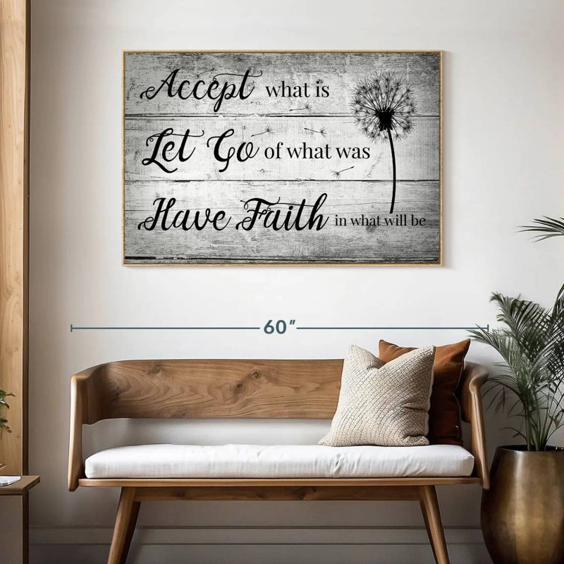 Citation «Have Faith», Cadre flottant en bois naturel, 46 po x 31 po