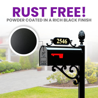 Personalized Mailbox with Post and Number Plate