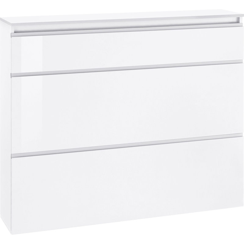 Giammaria 24 Pair Flip Down Shoe Storage, Glossy White