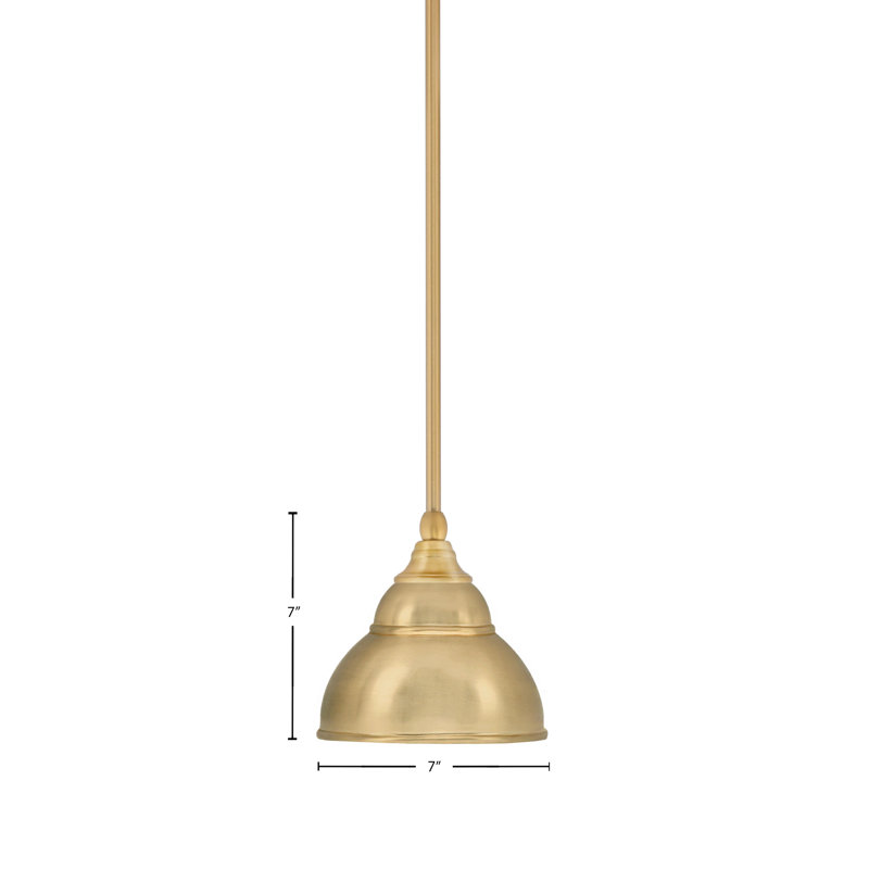 Stem Hung Mini Pendant Shown In New Age Brass Finish With 7" New Age Brass Double Bubble Metal Shade