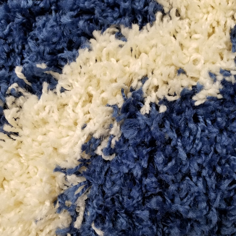 Tapis à poil long bleu / blanc Anie, Rectangle 5 pi x 7 pi