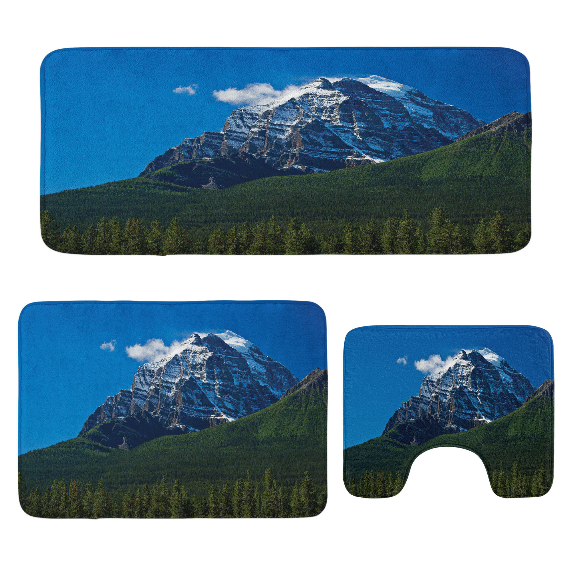 East Urban Home Mountain Bathroom Rug Set 3 Pieces U-Shape & Rectangle ...