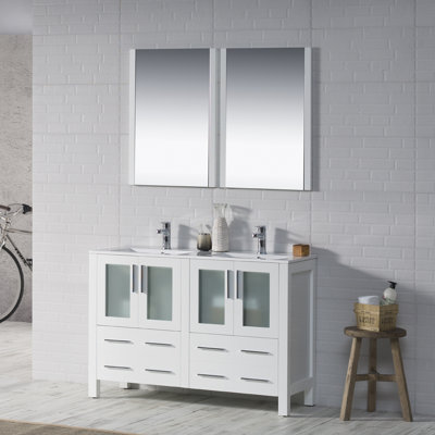 Mance 48'' Double Bathroom Vanity with Ceramic Top