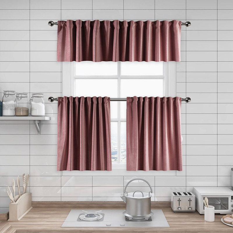 Soft Touch Velvet Kitchen Valance, 67 Iron, 100 W x 60 D cm