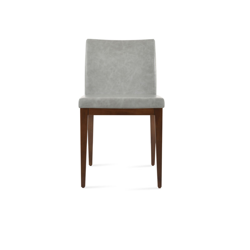 ARIA en cuir rembourré chaise, Similicuir - Gris clair, Noyer