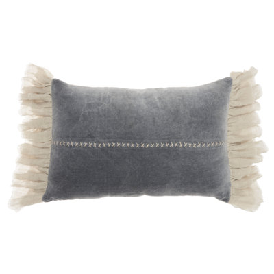 Ruffled Cotton Blend Throw Pillow