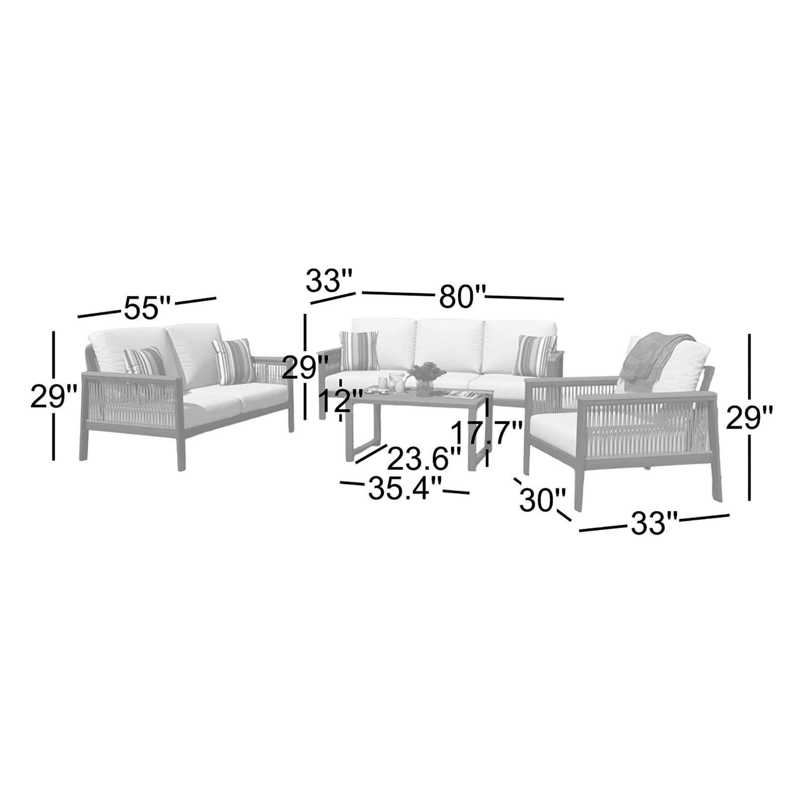 Townsend 6-Person Sunbrella® Patio Seating Group, Canvas Granite