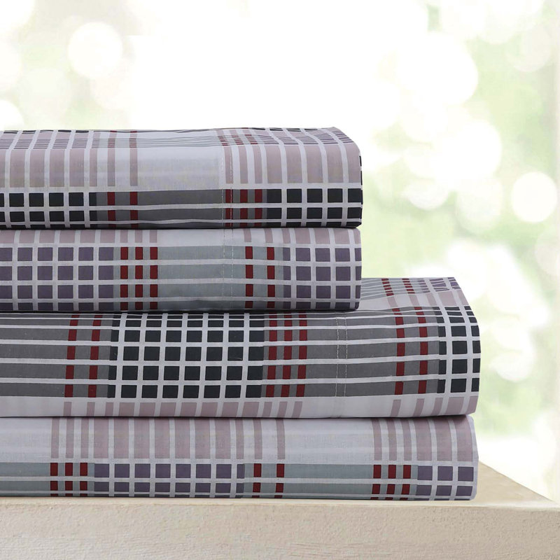 600 Thread Count Egyptian Quality Cotton Printed Sheet Set, Queen Sheet Case Pack with 3 Additional Pieces