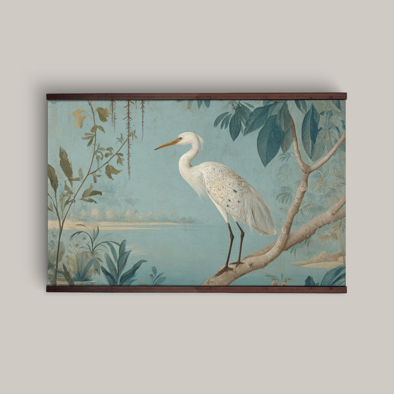 Tapisserie murale aigrette blanche, H 32 po x l 48 po