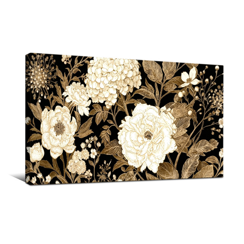 Plants &Flowers Background With Floral Pattern, 16" H x 32" W