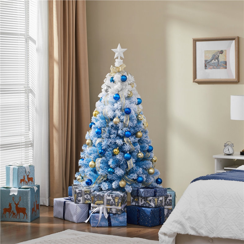 Arbre de Noël artificiel en épinette Jaleana, 4.5', Dégradé bleu lac