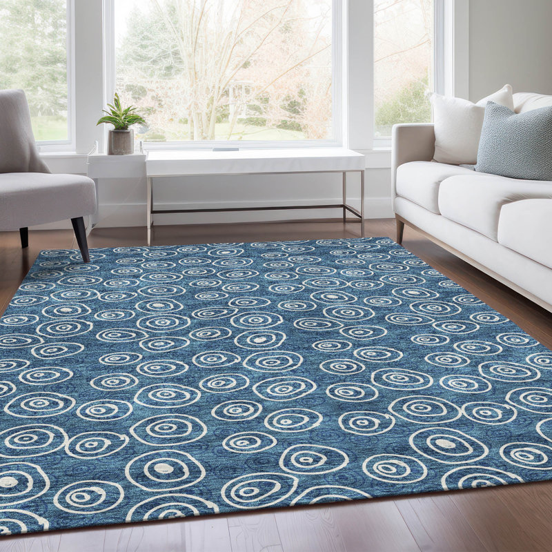 Frederiksberg intérieure / extérieure lavable à la machine ACN728 - bleu, Rectangle de 10 pi x 14 pi