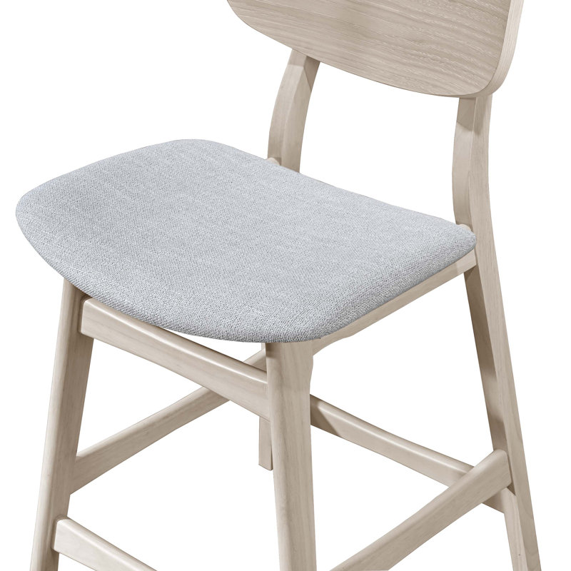 Lyan Wood Counter Chair With Gray Cushion (Set Of 6), White Ash, 6, White/White