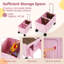 Grand chariot utilitaire pliable avec caisses de rangement à 2 niveaux et 5 roulettes en métal rose-119358010