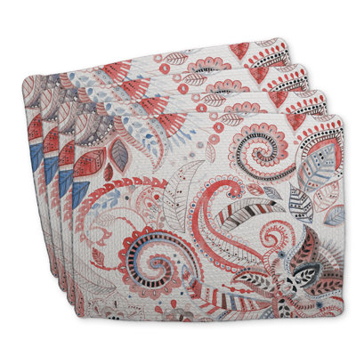Paisley Pattern Braided Polyester Boltwood Set of 4 | Home Decor