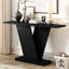 Console avec placage naturel, look minimaliste élégant pour n'importe quelle pièce, large plateau de table, base en V robuste, table en placage de bois facile à assembler, chambre à coucher de conception moderne, espace de présentation généreux,-1376624243