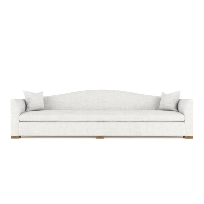 Horatio Camelback Taper Curved-Arm Extra Long Sofa, Ebony, Vintage Leather Chocolate, 33" H x 120" W x 36" D